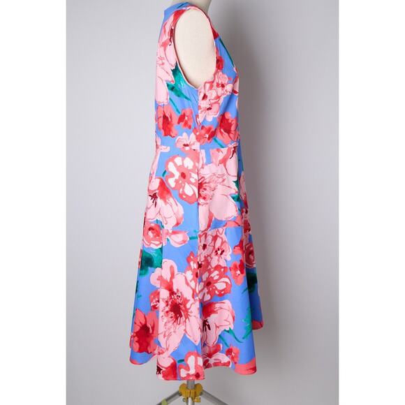 Tahari ASL Floral Midi Dress 14 A-Line Baby Shower Wedding Guest Vacation Resort - Picture 4 of 10